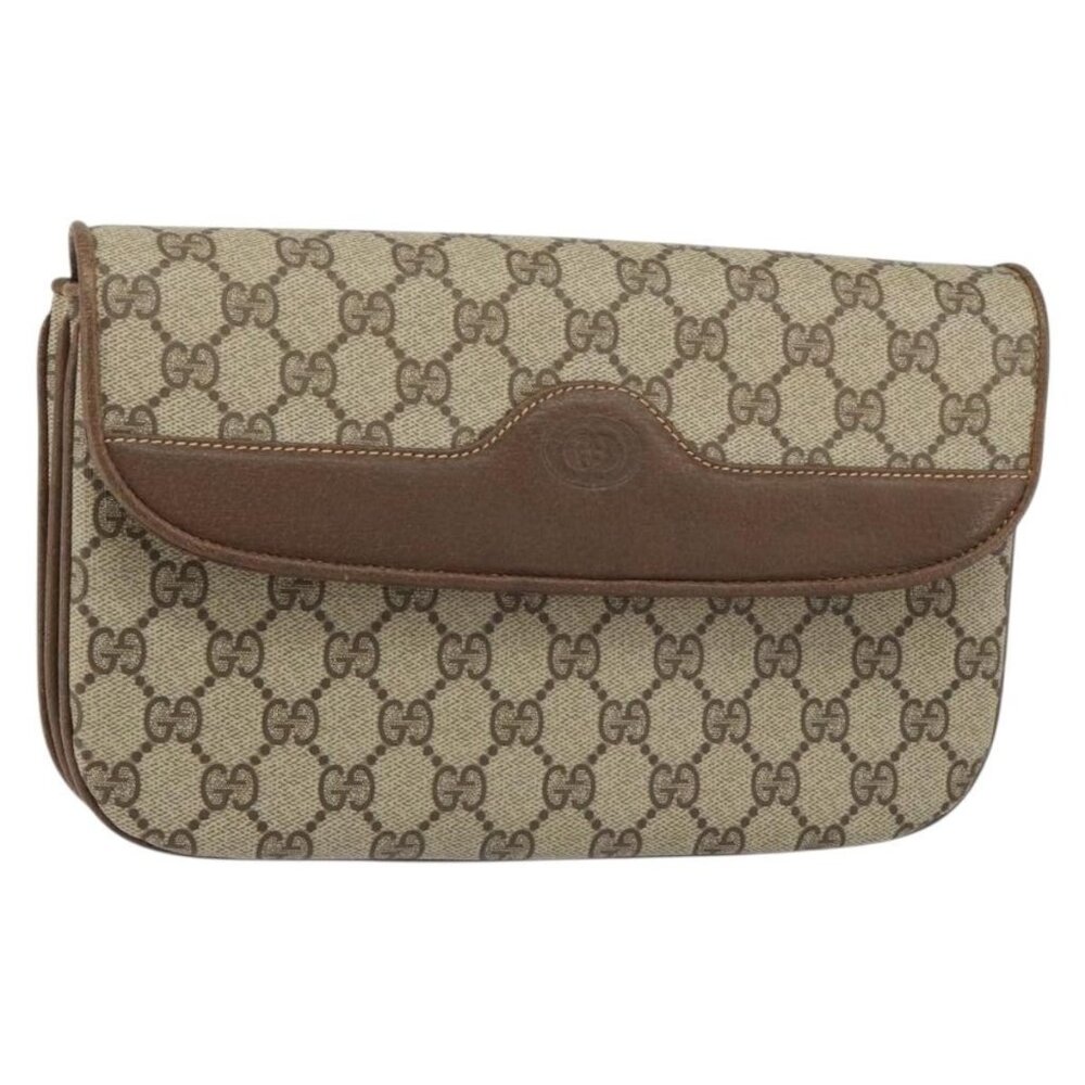 Authentic GUCCI GG Supreme Shoulder Bag PVC Beige Gold 004 106 0024